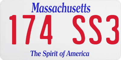MA license plate 174SS3
