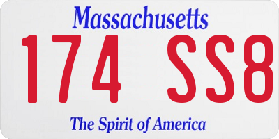 MA license plate 174SS8