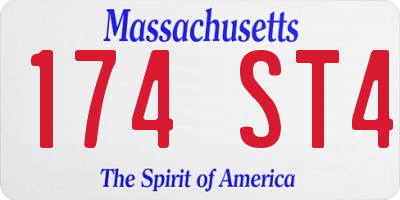 MA license plate 174ST4