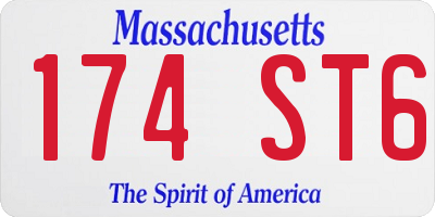 MA license plate 174ST6