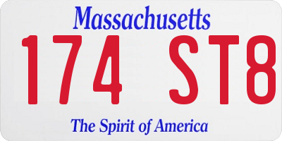 MA license plate 174ST8