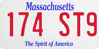MA license plate 174ST9
