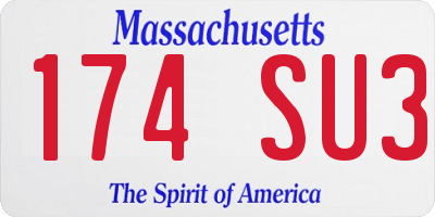 MA license plate 174SU3