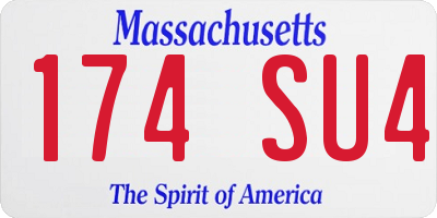 MA license plate 174SU4