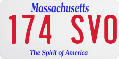 MA license plate 174SV0