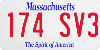 MA license plate 174SV3
