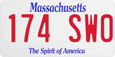 MA license plate 174SW0