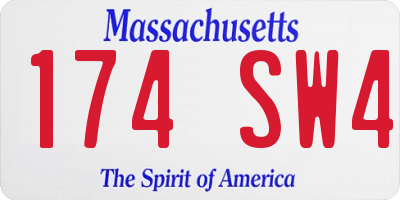 MA license plate 174SW4