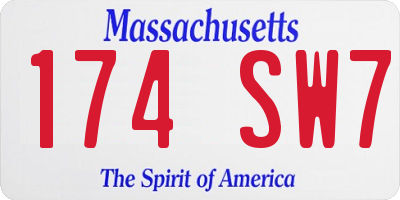 MA license plate 174SW7