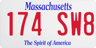 MA license plate 174SW8