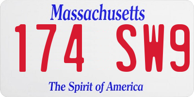 MA license plate 174SW9