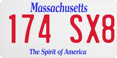MA license plate 174SX8