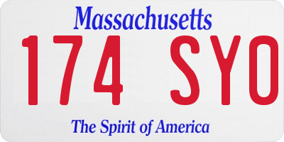 MA license plate 174SY0