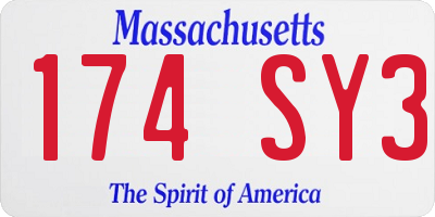 MA license plate 174SY3