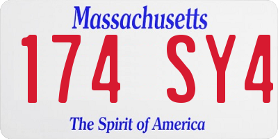 MA license plate 174SY4