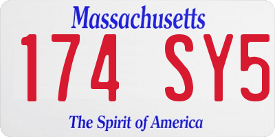 MA license plate 174SY5