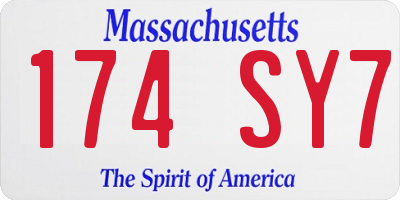 MA license plate 174SY7
