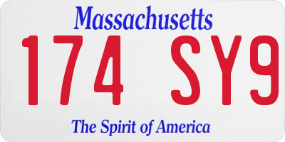 MA license plate 174SY9