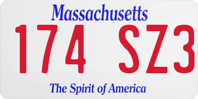 MA license plate 174SZ3