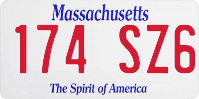 MA license plate 174SZ6