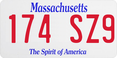 MA license plate 174SZ9