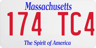 MA license plate 174TC4