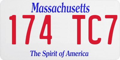 MA license plate 174TC7