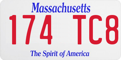 MA license plate 174TC8