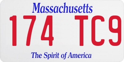 MA license plate 174TC9