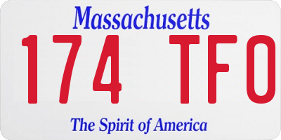 MA license plate 174TF0