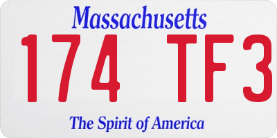 MA license plate 174TF3