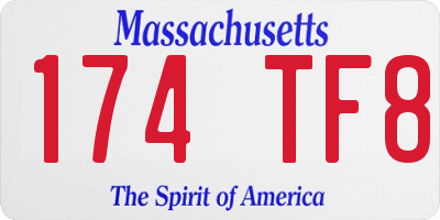 MA license plate 174TF8