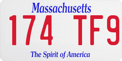 MA license plate 174TF9