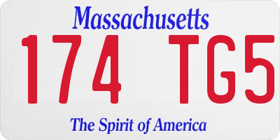 MA license plate 174TG5
