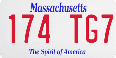 MA license plate 174TG7