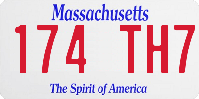 MA license plate 174TH7