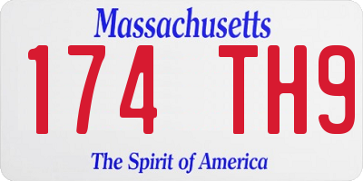 MA license plate 174TH9