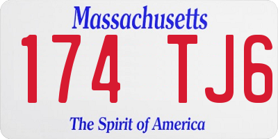 MA license plate 174TJ6