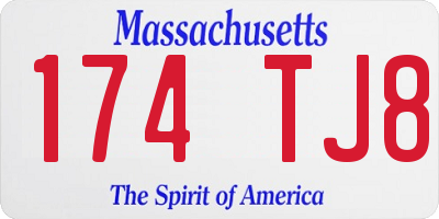 MA license plate 174TJ8