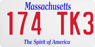 MA license plate 174TK3