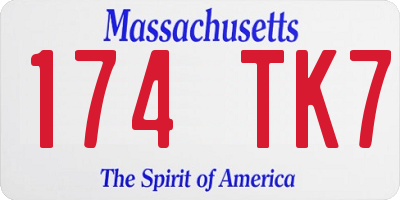 MA license plate 174TK7