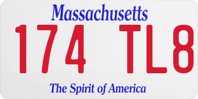 MA license plate 174TL8