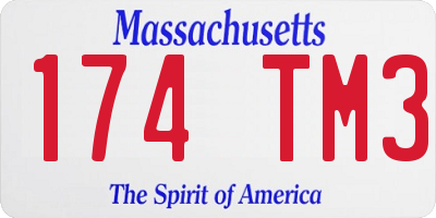 MA license plate 174TM3