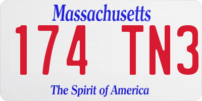 MA license plate 174TN3