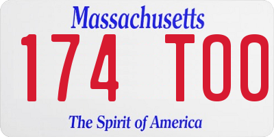 MA license plate 174TO0