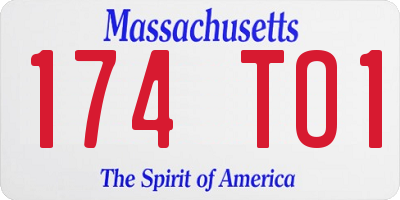 MA license plate 174TO1