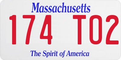 MA license plate 174TO2