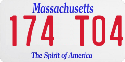 MA license plate 174TO4