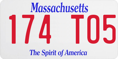 MA license plate 174TO5