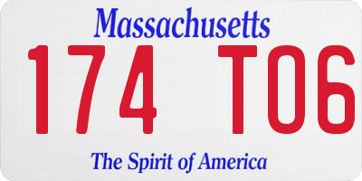 MA license plate 174TO6